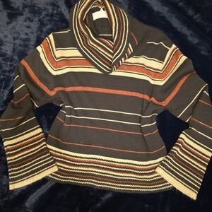 Kathie Lee Collection Multicolor Striped Cowl Neck Sweater